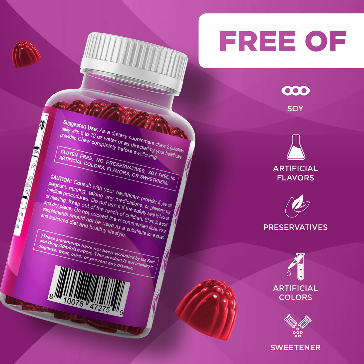 Vitamatic Vitamin B6 100mg Strawberry Gummies, 60 Count