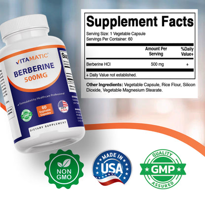 Berberine 500mg - 60 Vegetable Capsules
