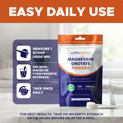 Magnesium Orotate 1000 mg per Serving 250 Grams - 250 Servings