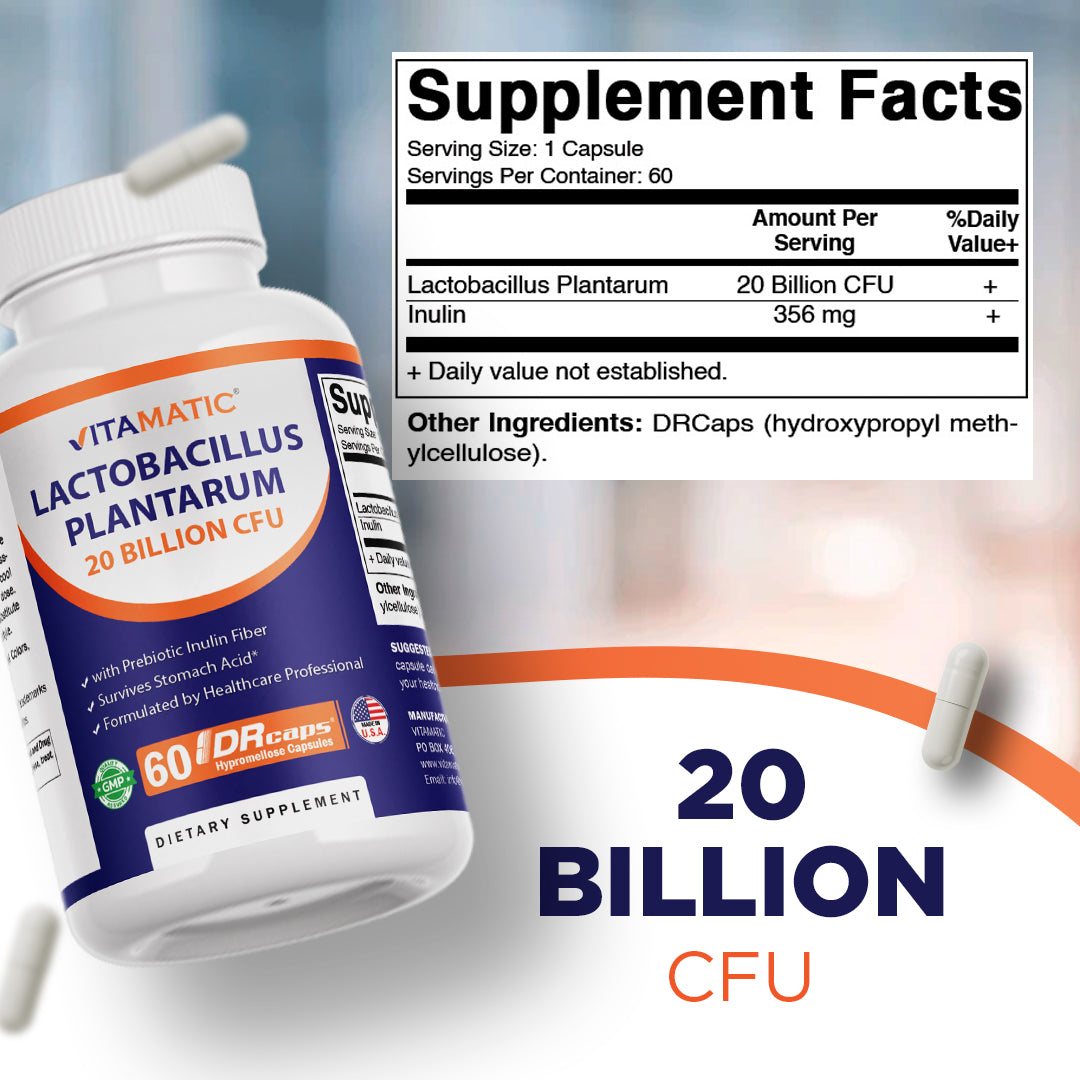 Lactobacillus Plantarum 20 Billion - 60 DR Capsule – Vitamatic