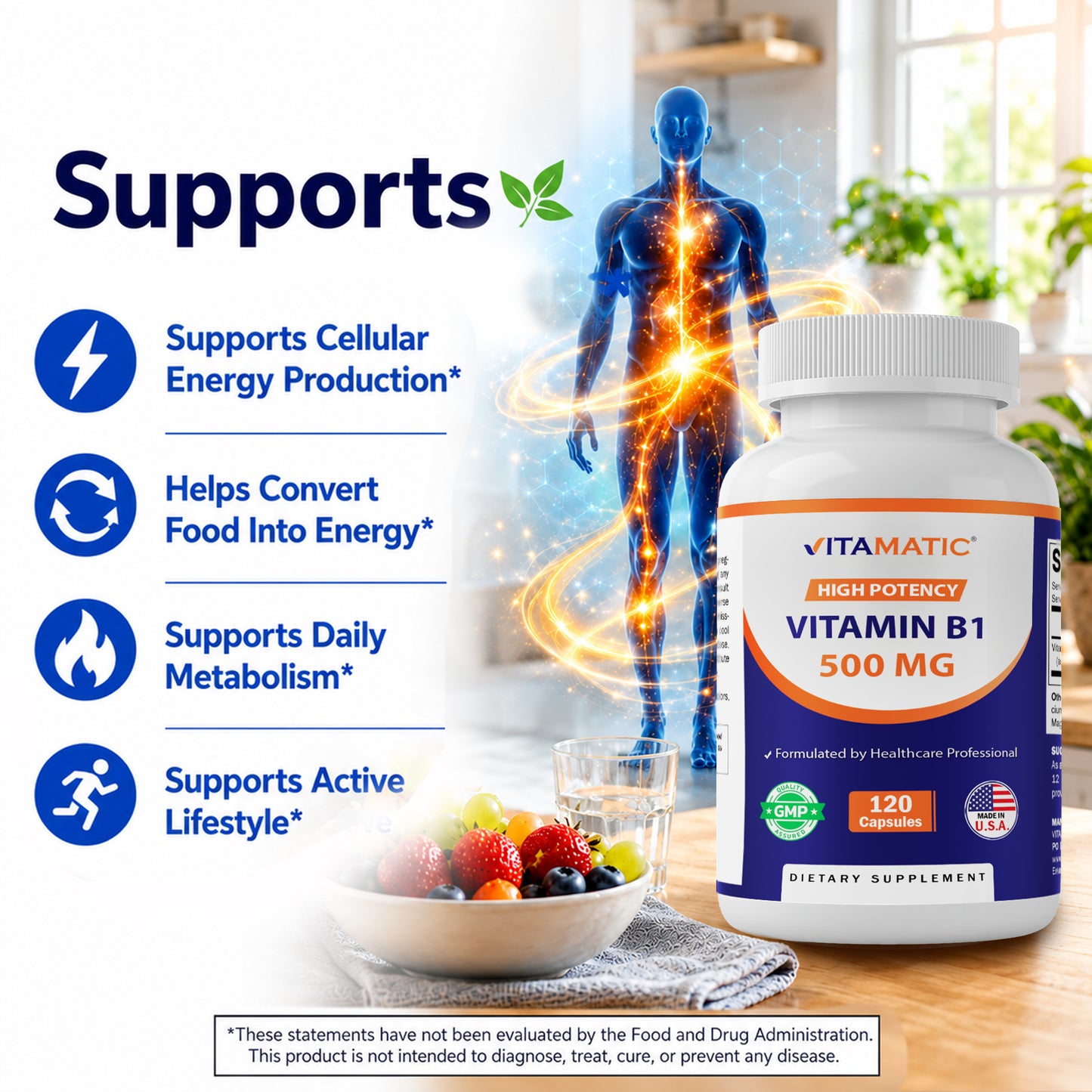 Vitamin B1 (Thiamine) 500mg - 120 Capsule