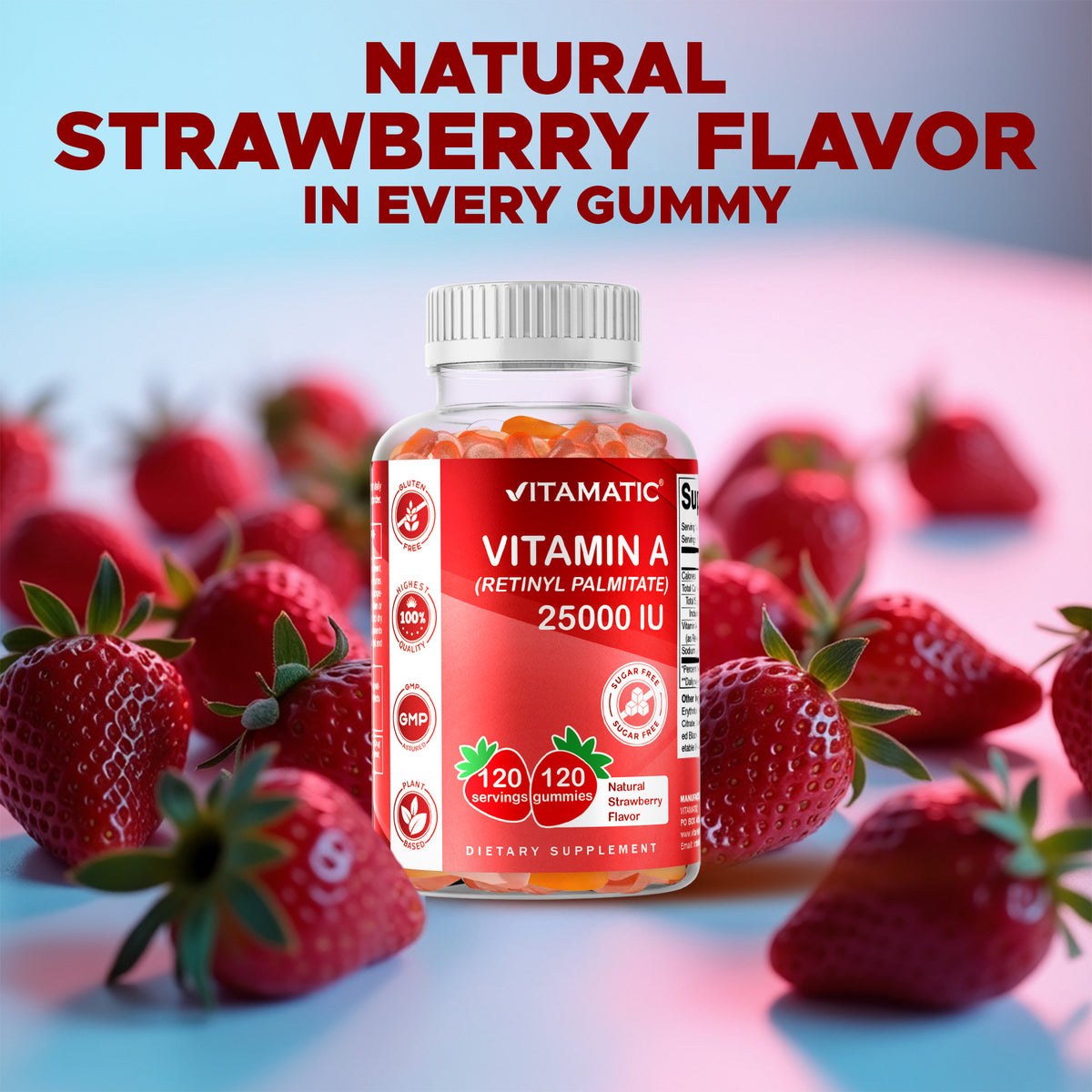 Vitamatic Sugar-Free Vitamin A 25000 IU, 120 Gummies