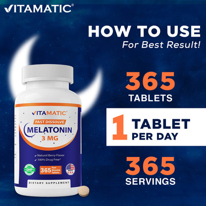 Melatonin 3mg - 365 Fast Dissolve Tablets