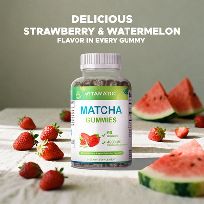 Matcha Gummies 60 Count | Strawberry & Watermelon Flavor - Non-GMO