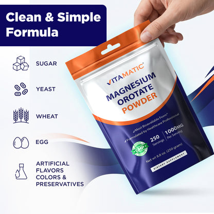 Magnesium Orotate 1000 mg per Serving 250 Grams - 250 Servings
