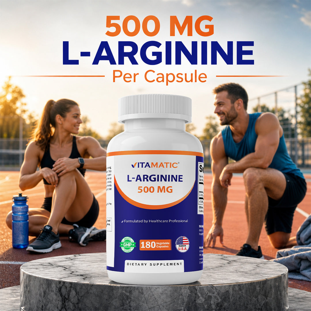 L-Arginine 500mg, 180 Vegetarian Capsules