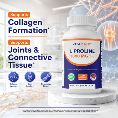 L-Proline 1000 MG Per Serving – 120 Vegetarian Capsules