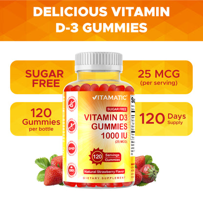 Sugar Free Vitamin D3 1000 IU - 120 Gummies