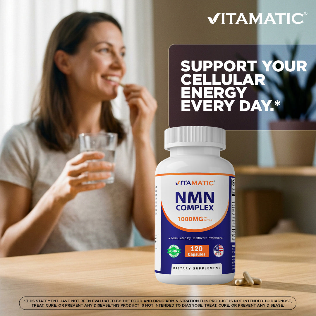 NMN Complex 1000 mg Per Serving – Made with Resveratrol, CoQ10, TMG – 120 Vegetable Capsules