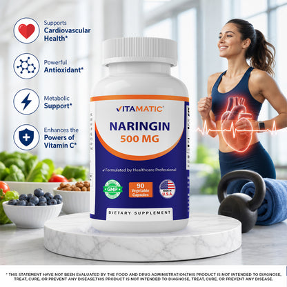 Naringin 500 mg – 90 Vegetarian Capsules – Citrus Bioflavonoid Supplement