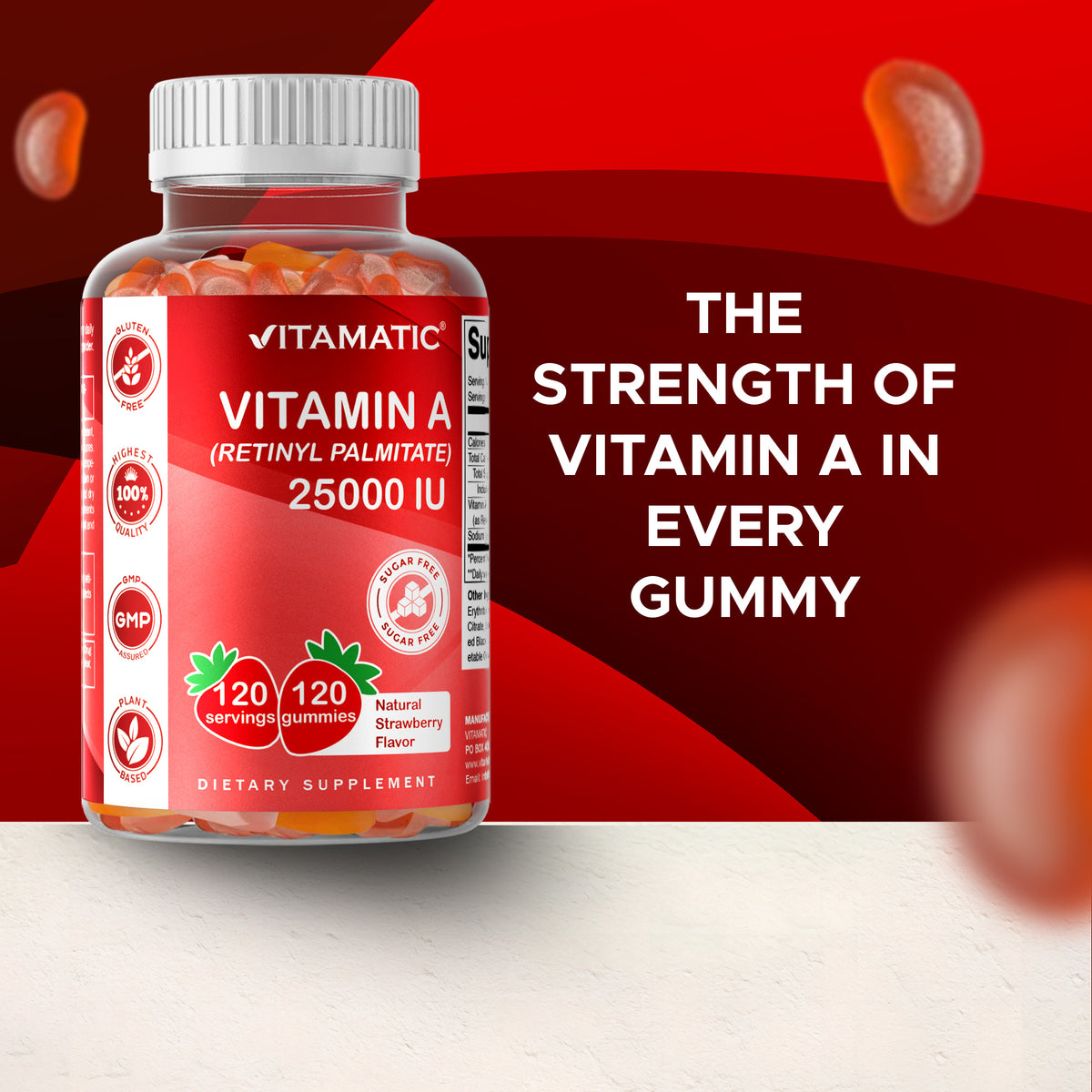 Vitamatic Sugar-Free Vitamin A 25000 IU, 120 Gummies