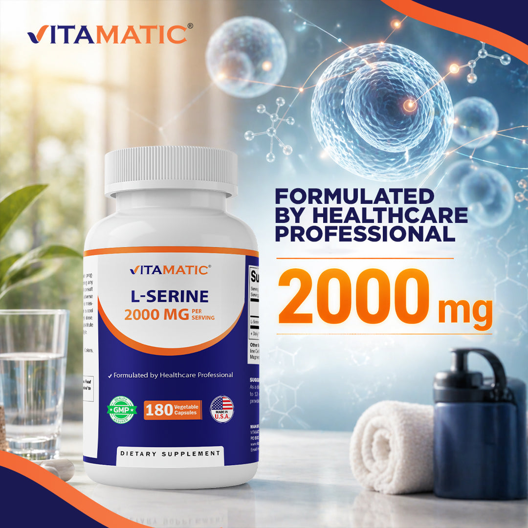 L-Serine 2000 mg per Serving, 180 Vegetarian Capsules - Made in USA