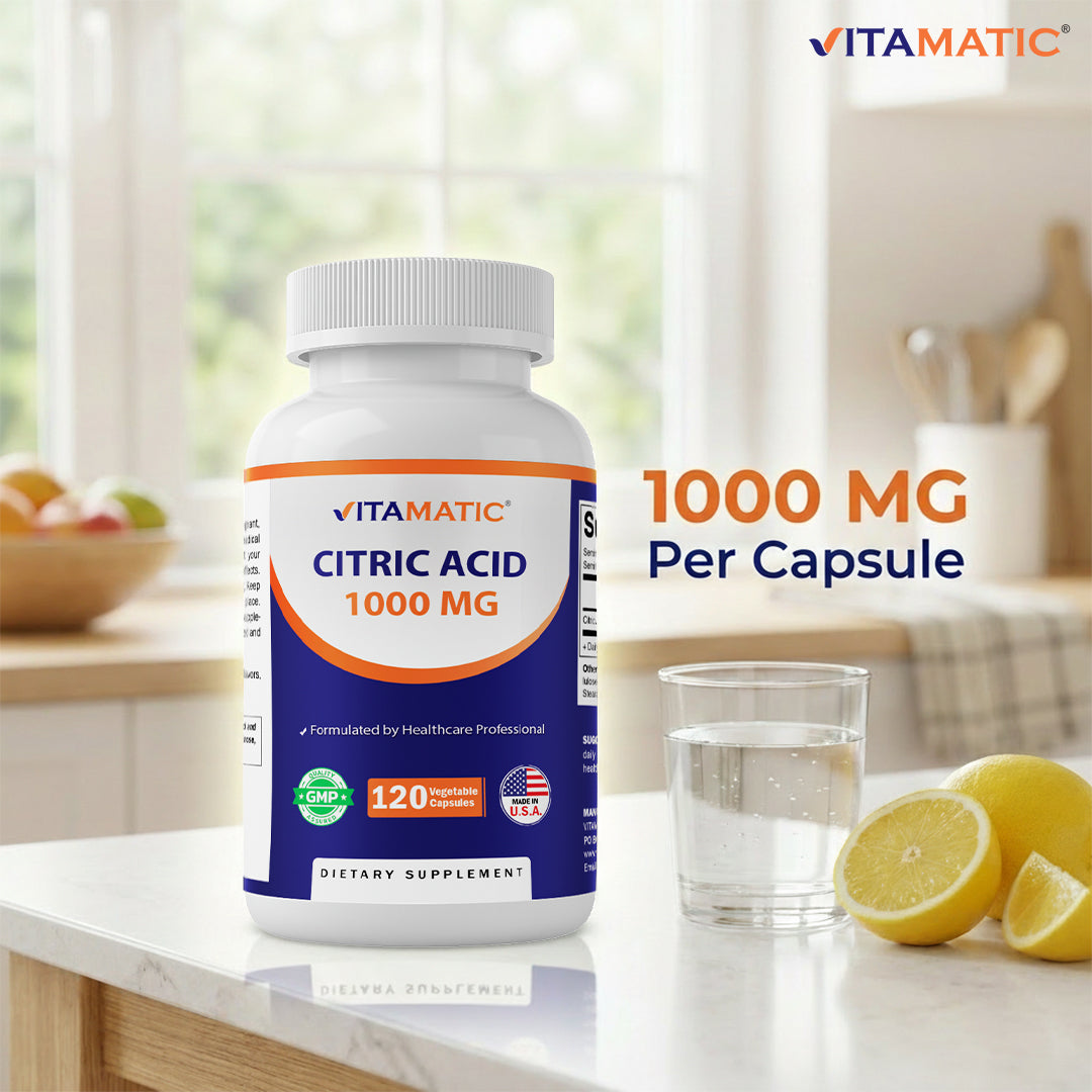 Citric Acid 1000 mg, 120 Vegetable Capsules
