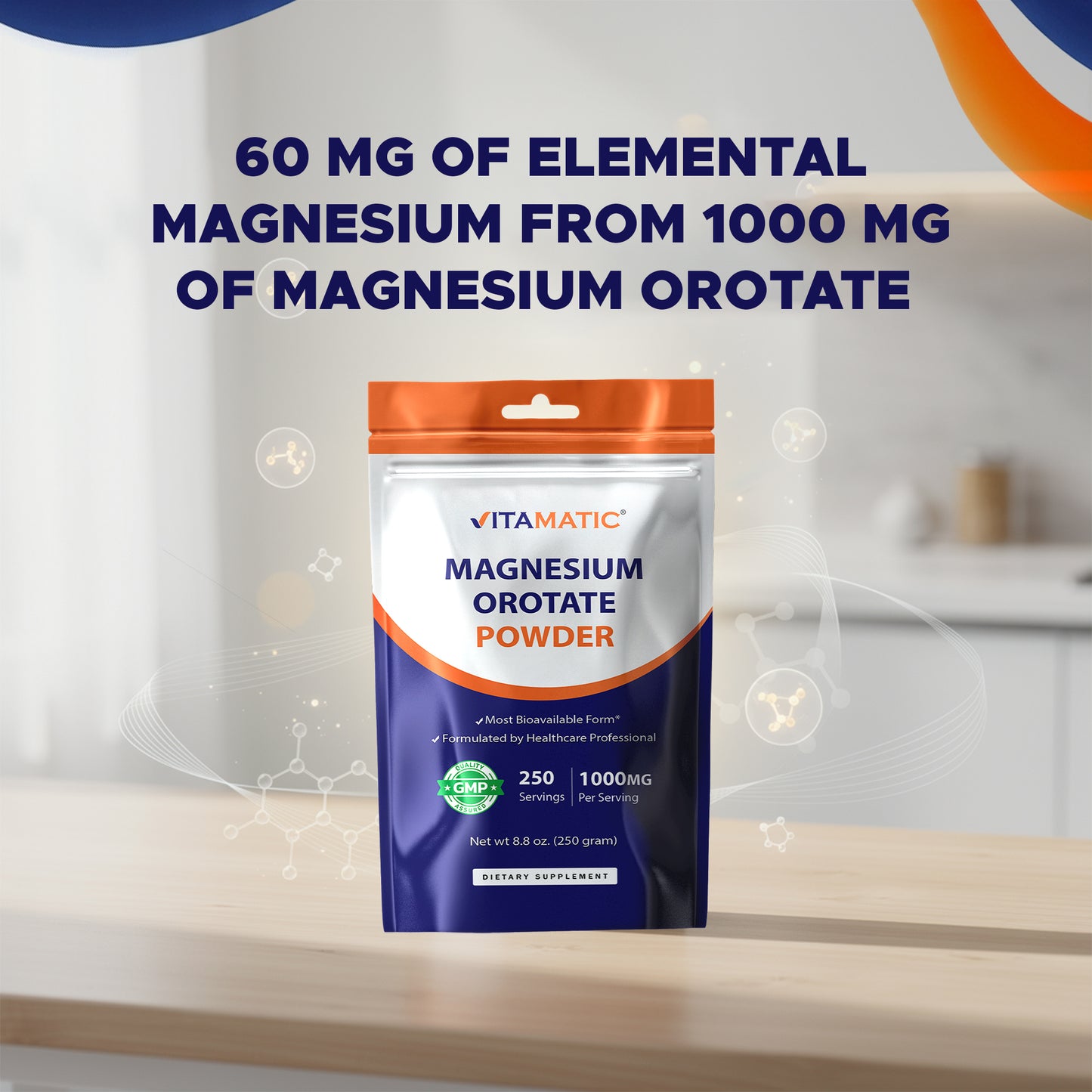 Magnesium Orotate 1000 mg per Serving 250 Grams - 250 Servings