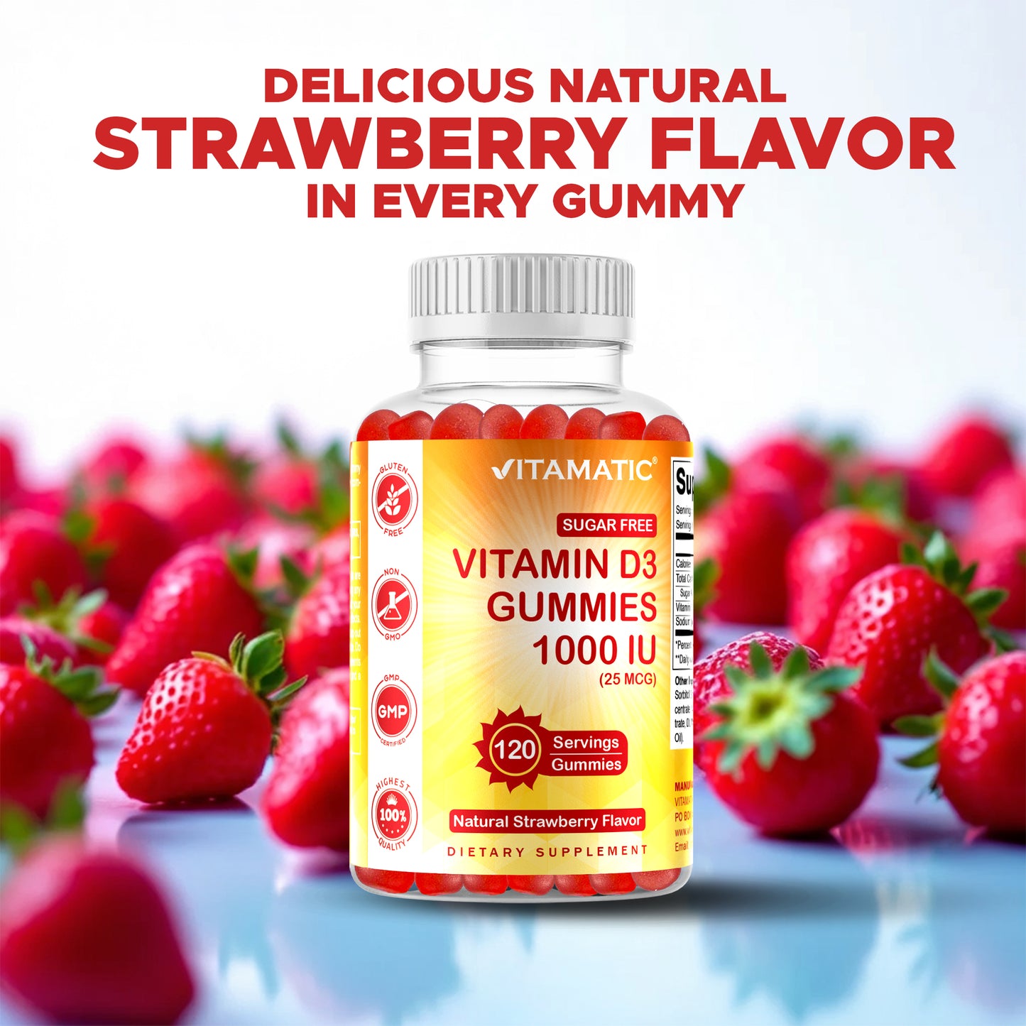Sugar Free Vitamin D3 1000 IU - 120 Gummies
