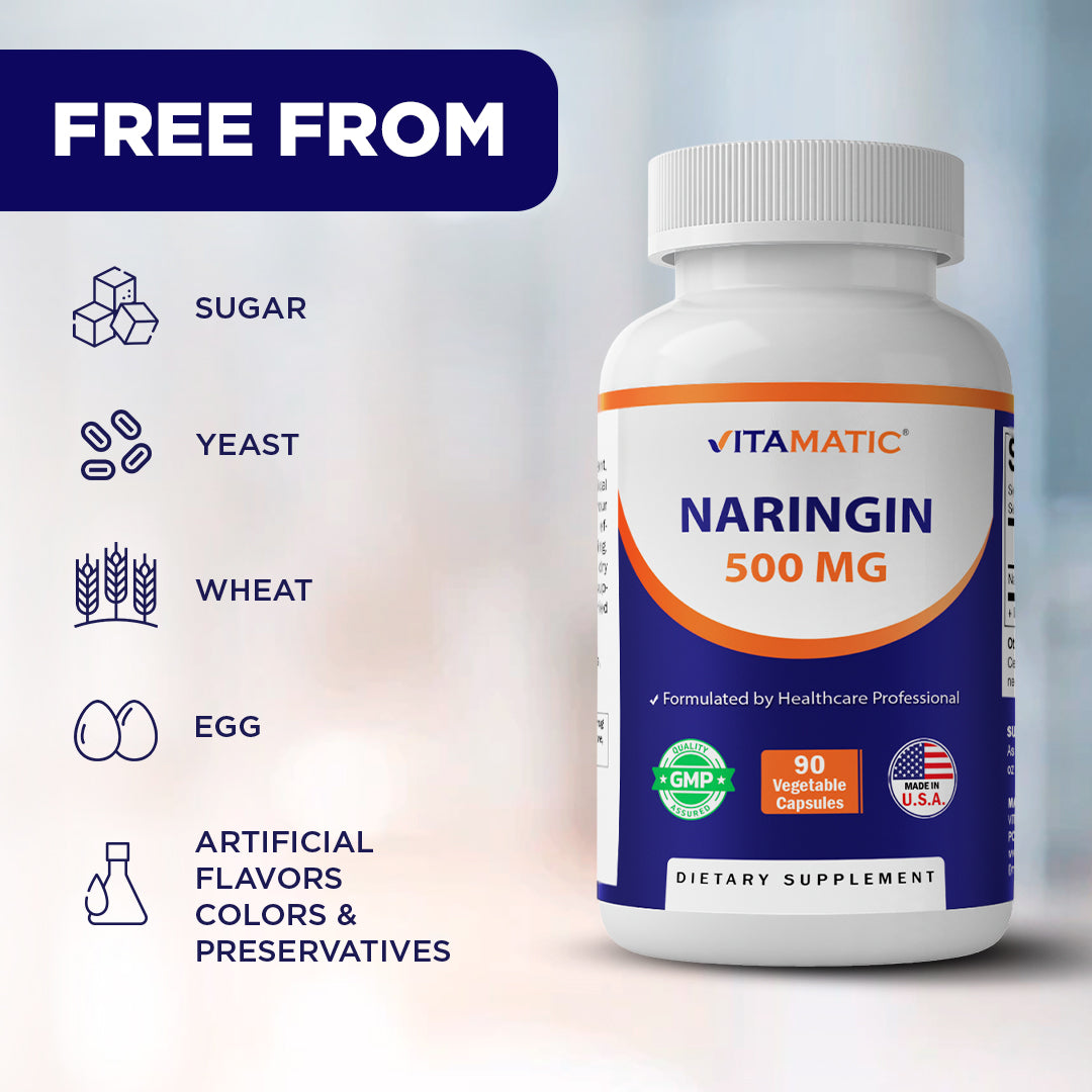 Naringin 500 mg – 90 Vegetarian Capsules – Citrus Bioflavonoid Supplement