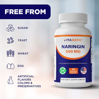 Naringin 500 mg – 90 Vegetarian Capsules – Citrus Bioflavonoid Supplement