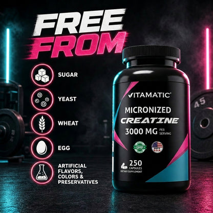 Micronized Creatine Monohydrate 3000 mg Per Serving – 250 Capsules