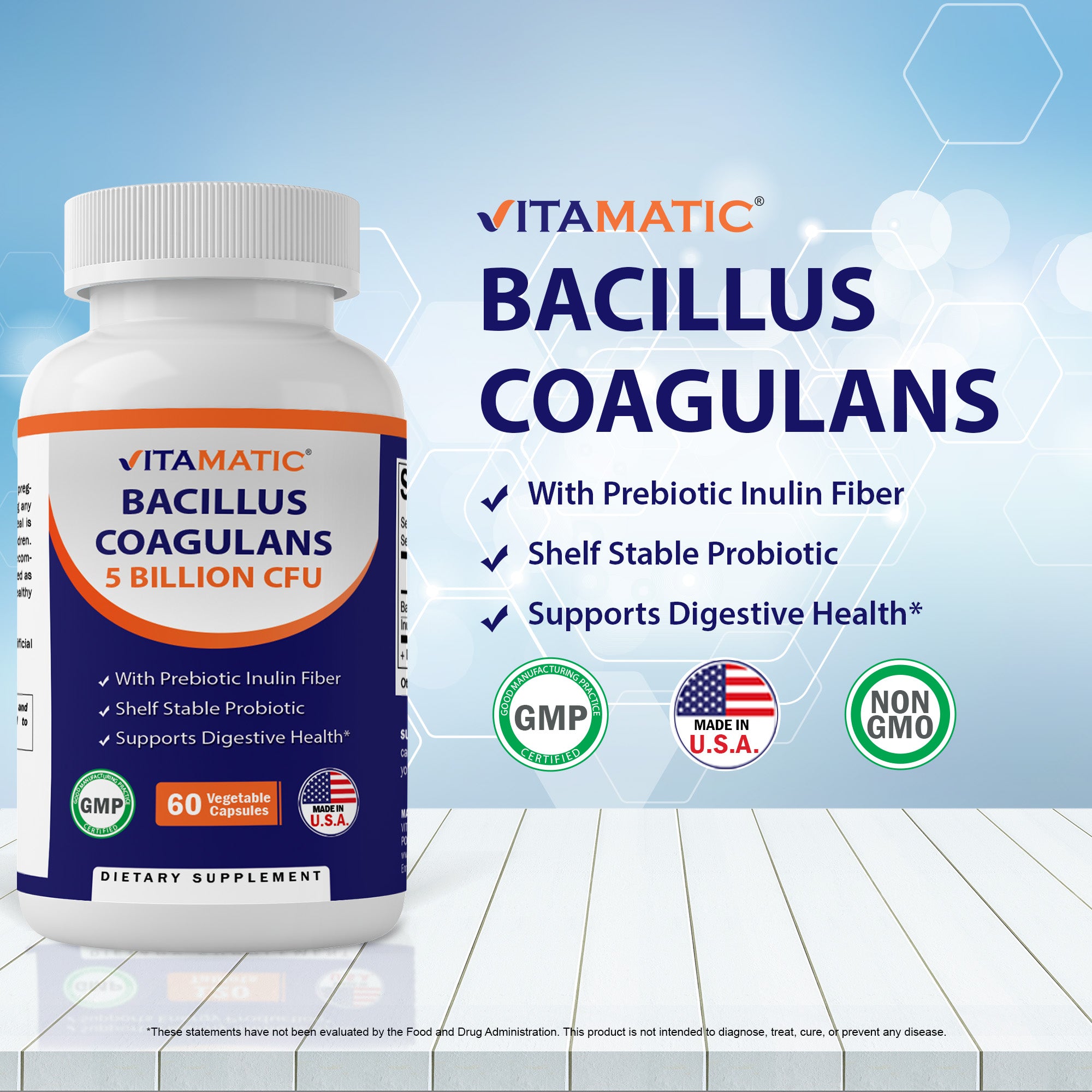 Bacillus Coagulans 5 B 60 Veg Capsules - Vitamatic