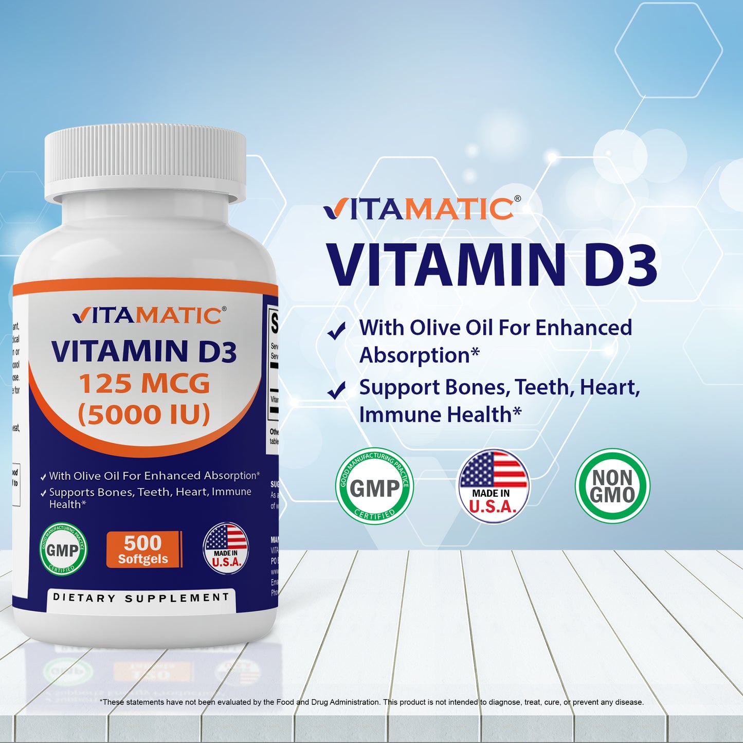 Vitamin D3 5000 IU (125 mcg) 500 Softgels