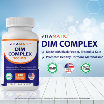 DIM Supplement Complex for Women & Men 300mg 120 Veg Capsules