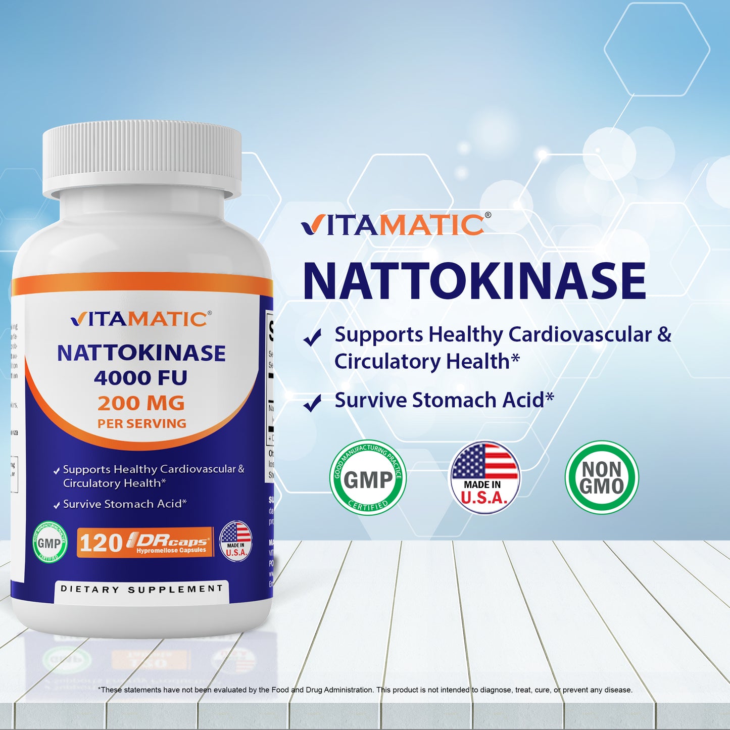 Nattokinase 4,000 FU Servings - 120 DR Capsules