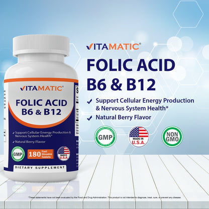 Folic Acid B6 & B12 - 180 Tablets