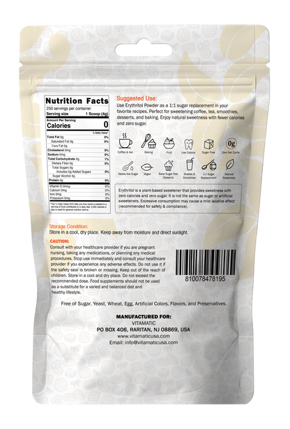 Erythritol Powder 1 kg (2.2 lb) - 100% Pure Sugar Substitute Sweetener – Non-GMO, Gluten Free