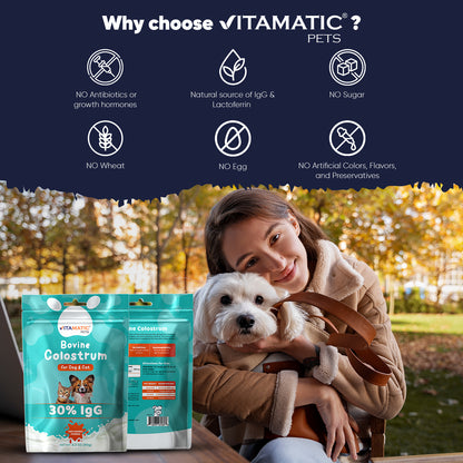 Bovine Colostrum for Dogs & Cats 30% IgG, 90g Pouch