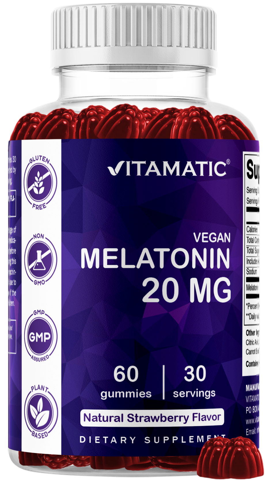 Vitamatic Melatonin 20mg Vegan Gummies, 60 Gummies