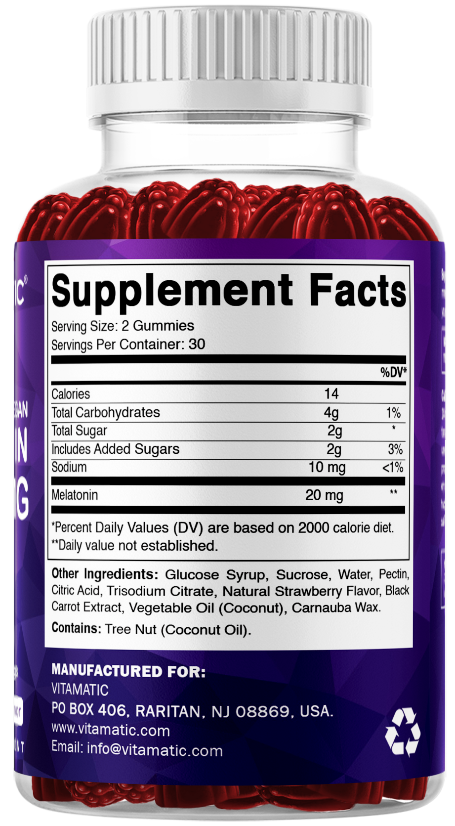 Vitamatic Melatonin 20mg Vegan Gummies, 60 Gummies