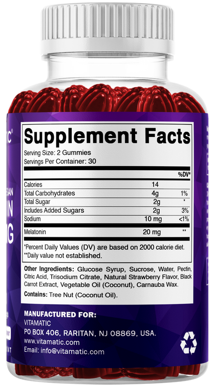 Vitamatic Melatonin 20mg Vegan Gummies, 60 Gummies