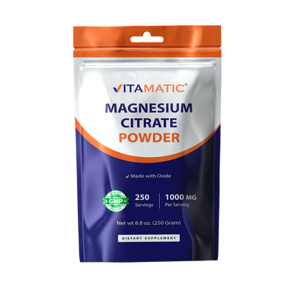 Magnesium Citrate Powder 1000mg, 250g Pouch