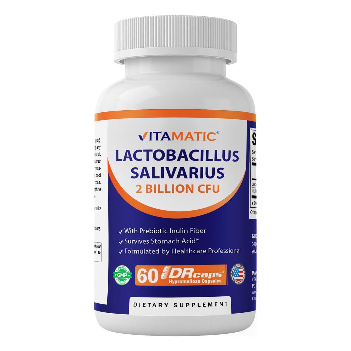 Lactobacillus Salivarius 2 Billion CFU, 60 Capsules