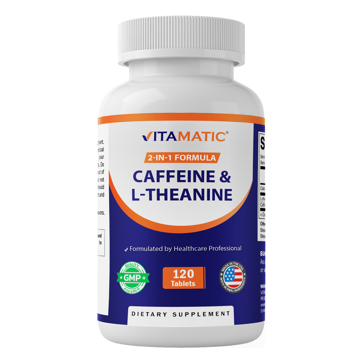 L-Theanine 200mg + Caffeine 100mg, 120 Tablets
