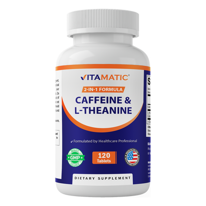 L-Theanine 200mg + Caffeine 100mg, 120 Tablets