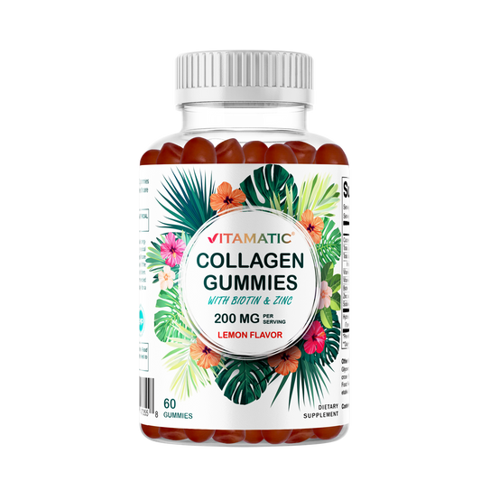 Hydrolyzed Collagen Gummies with Vitamin C, Zinc and Biotin, 200mg - 60 Gummies