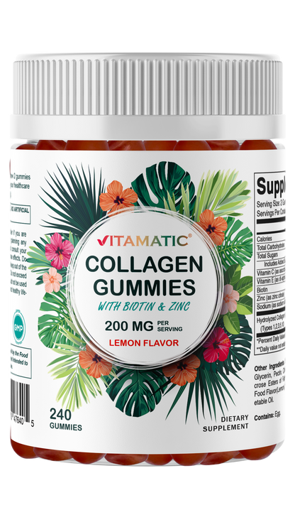 Hydrolyzed Collagen Gummies with Vitamin C, Zinc and Biotin, 200 mg per serving - 240 Gummies
