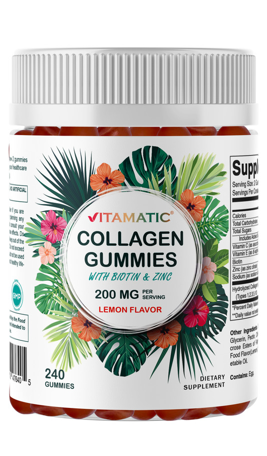 Hydrolyzed Collagen Gummies with Vitamin C, Zinc and Biotin, 200 mg per serving - 240 Gummies