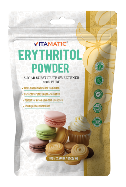 Erythritol Powder 1 kg (2.2 lb) - 100% Pure Sugar Substitute Sweetener – Non-GMO, Gluten Free