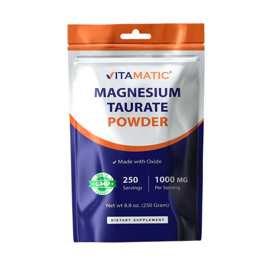 Magnesium Taurate Powder 1000 mg Per Serving, 250g Pouch