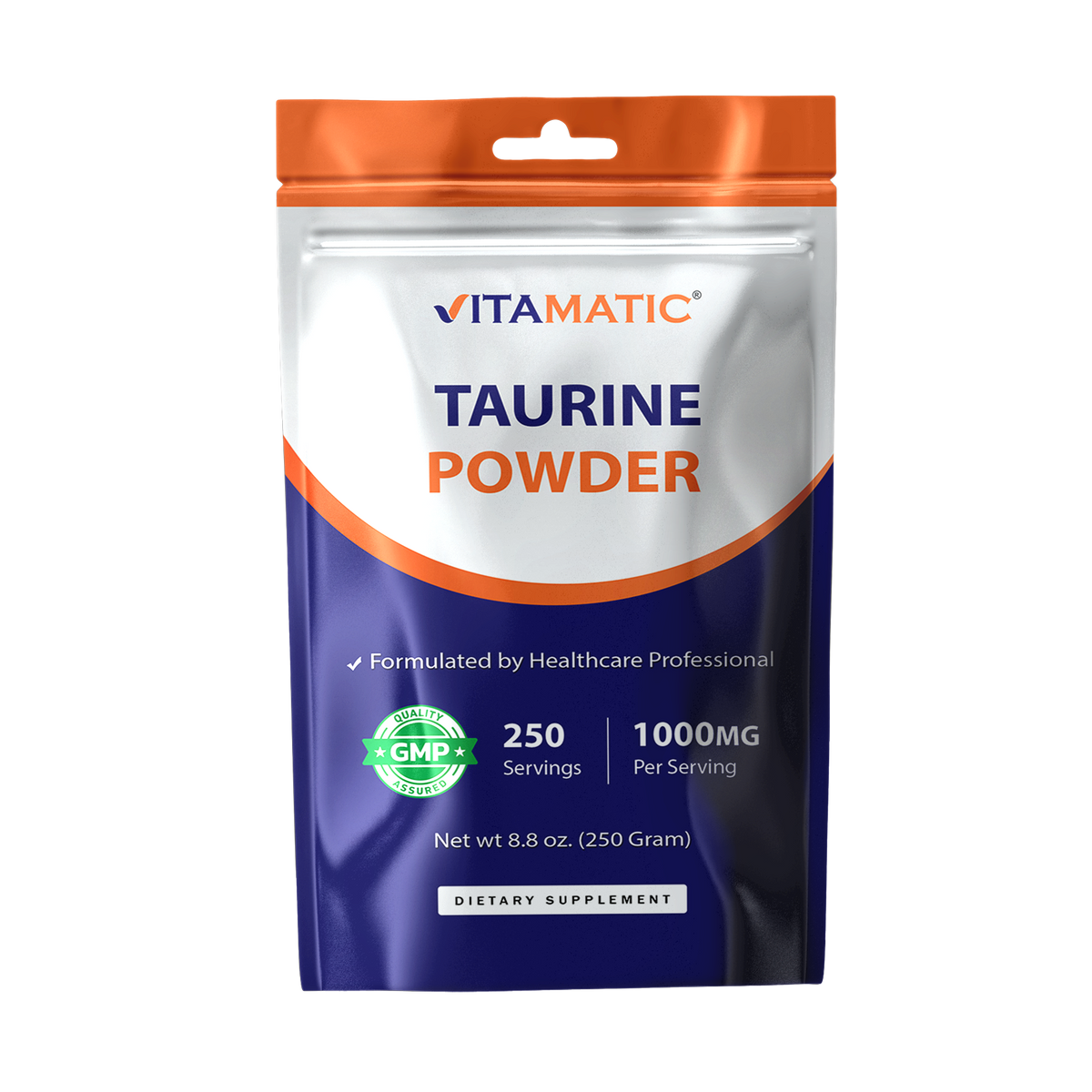 Pure Taurine Powder 1000mg, 250 Servings Pouch
