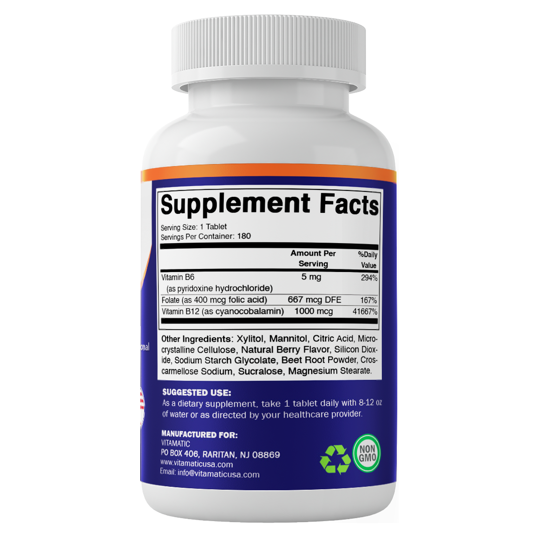 Folic Acid B6 & B12 - 180 Tablets
