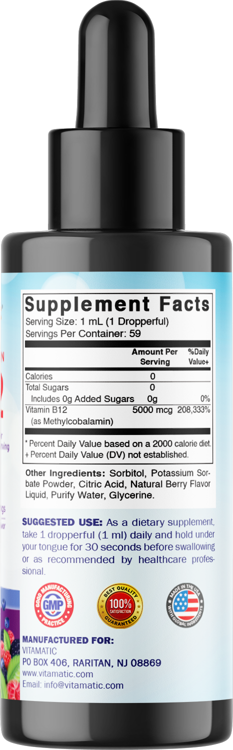 Liquid Methyl B12 5000 mcg, 2 FL oz Drops