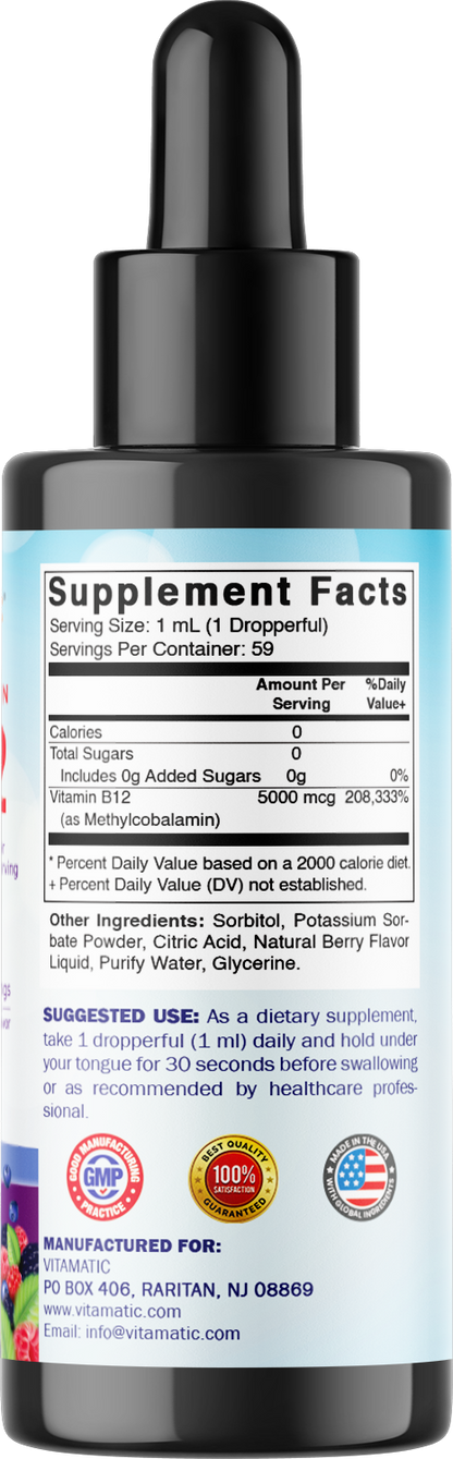 Liquid Methyl B12 5000 mcg, 2 FL oz Drops