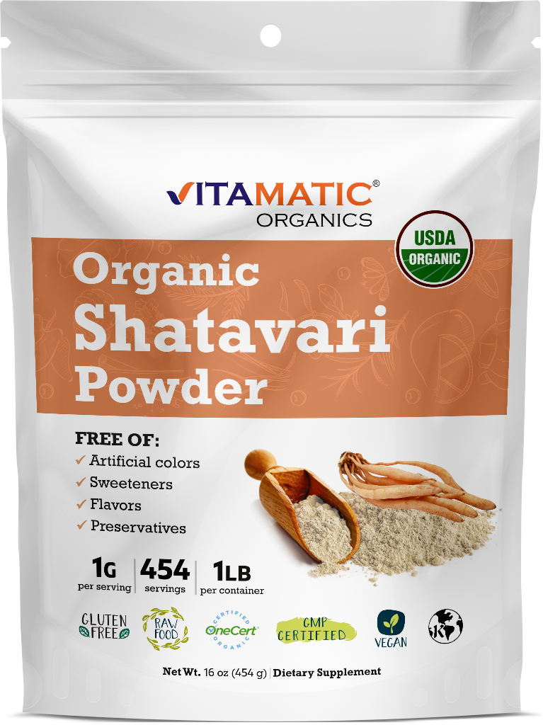Vitamatic Certified USDA Organic Shatavari Powder 1 Pound (16 Ounce)