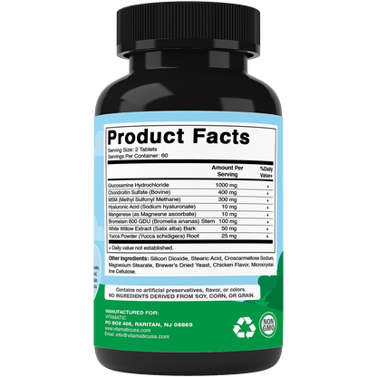 Maximum Strength Joint & Hip Health Supplement for Dogs 120 Chicken Flavored Tablets