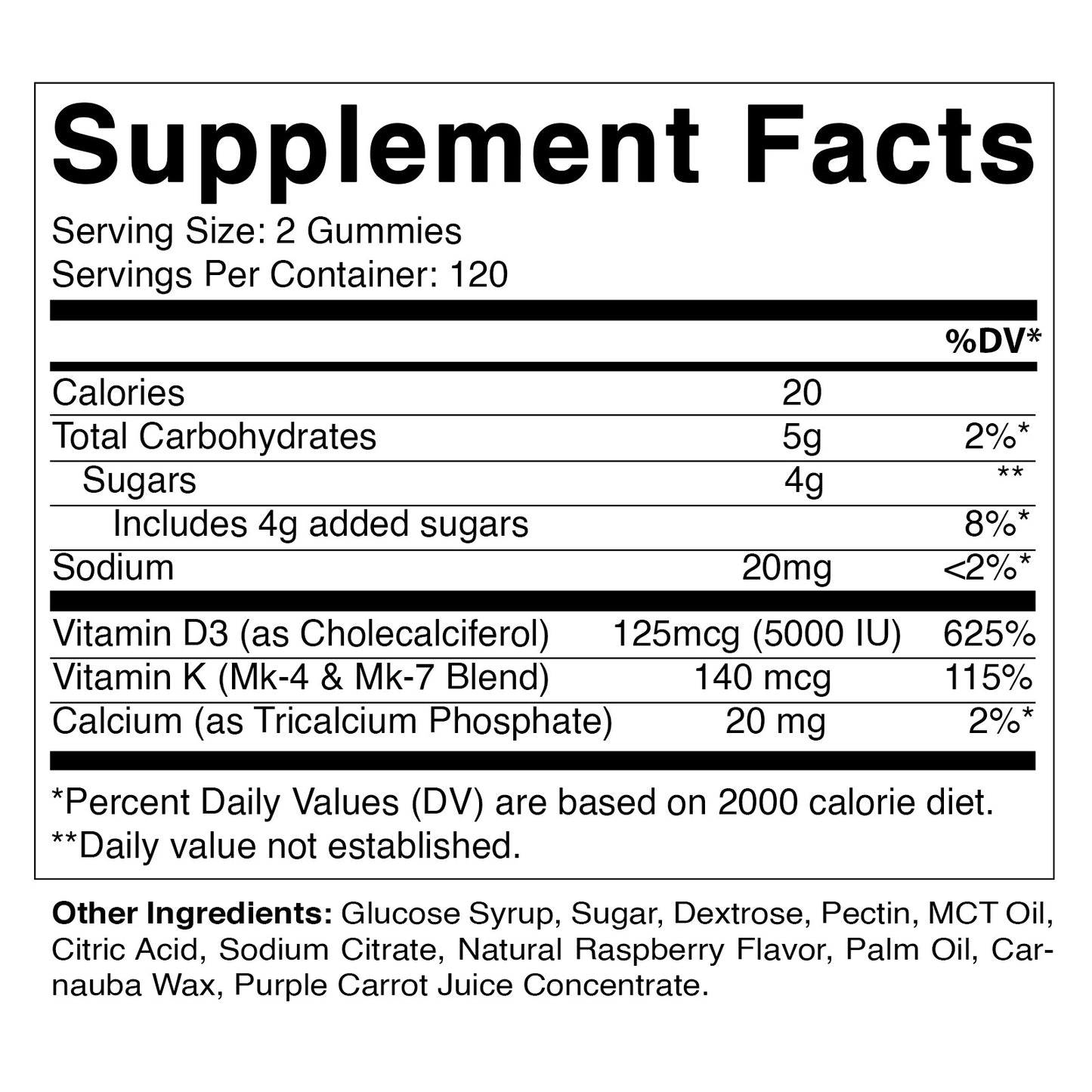 Vitamin D3 K2 with Calcium Gummies - 240 Count