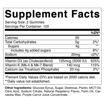 Vitamin D3 K2 with Calcium Gummies - 240 Count