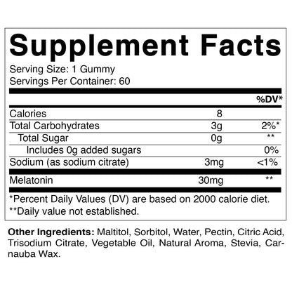 Sugar Free Melatonin 30mg - 60 Gummies